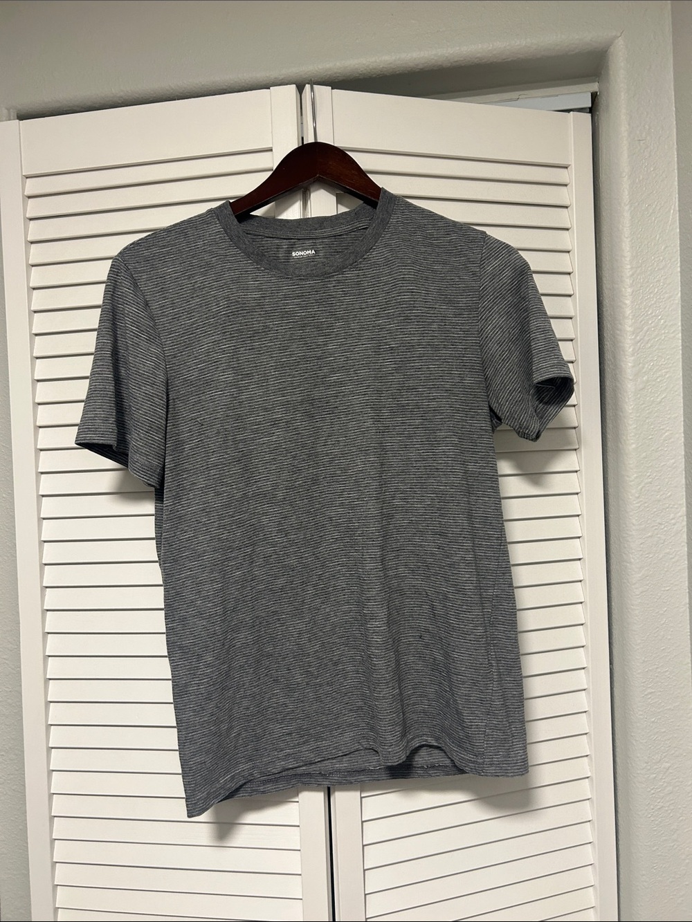 Sonoma Gray Micro-Stripe Short Sleeve Tee